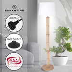Sarantino Rattan Floor Lamp With Off-White Linen Shade by Sarantino - Home & Garden > Lighting