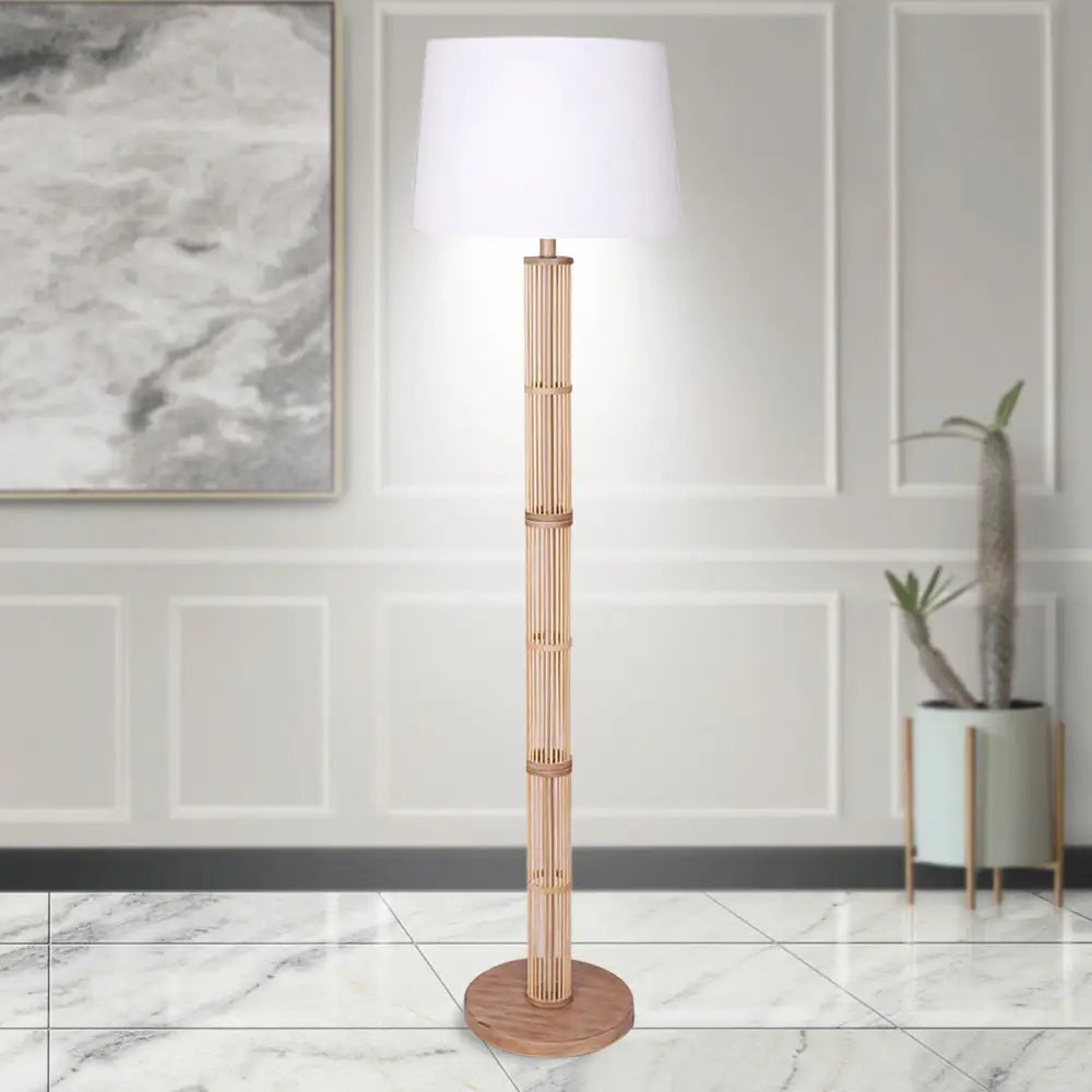 Sarantino Rattan Floor Lamp With Off-White Linen Shade by Sarantino - Home & Garden > Lighting
