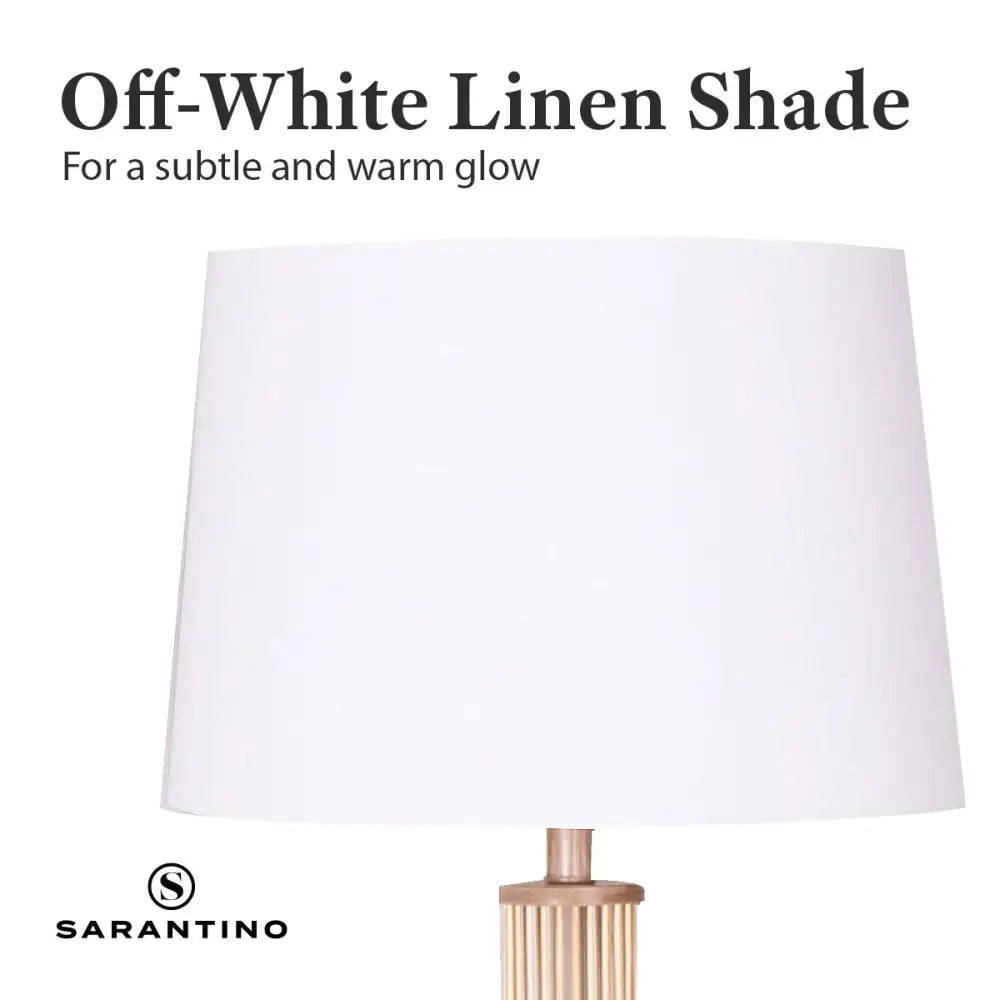 Sarantino Rattan Floor Lamp With Off-White Linen Shade by Sarantino - Home & Garden > Lighting