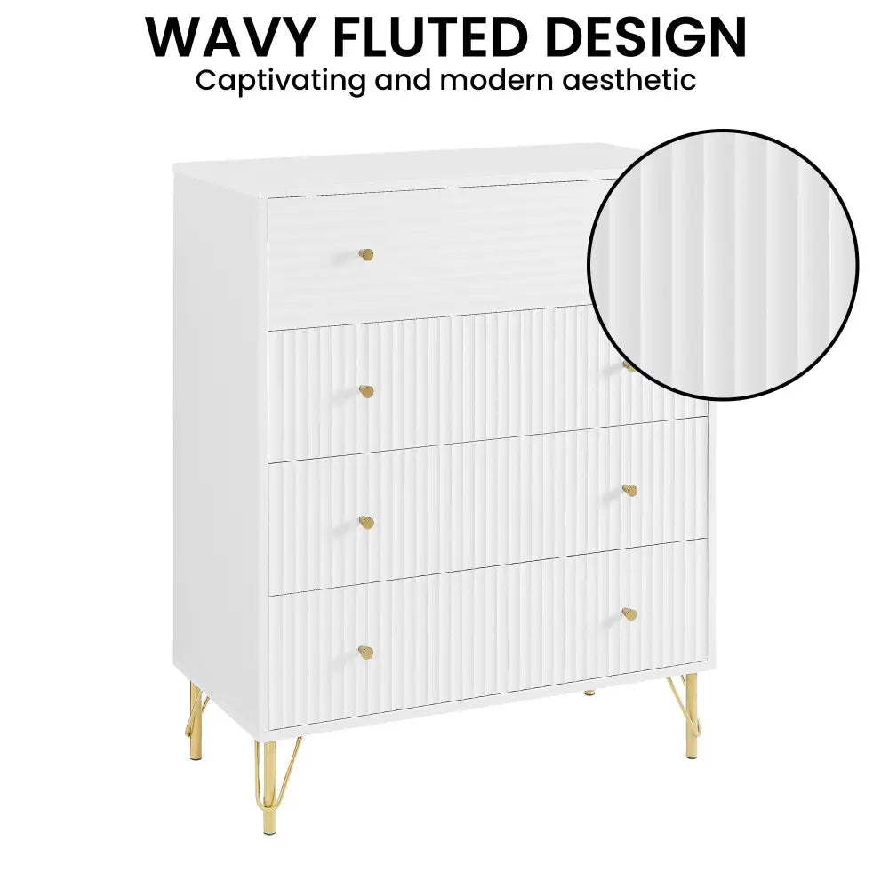 Sarantino Rocco Chest Of Drawers - White - Furniture > Living Room