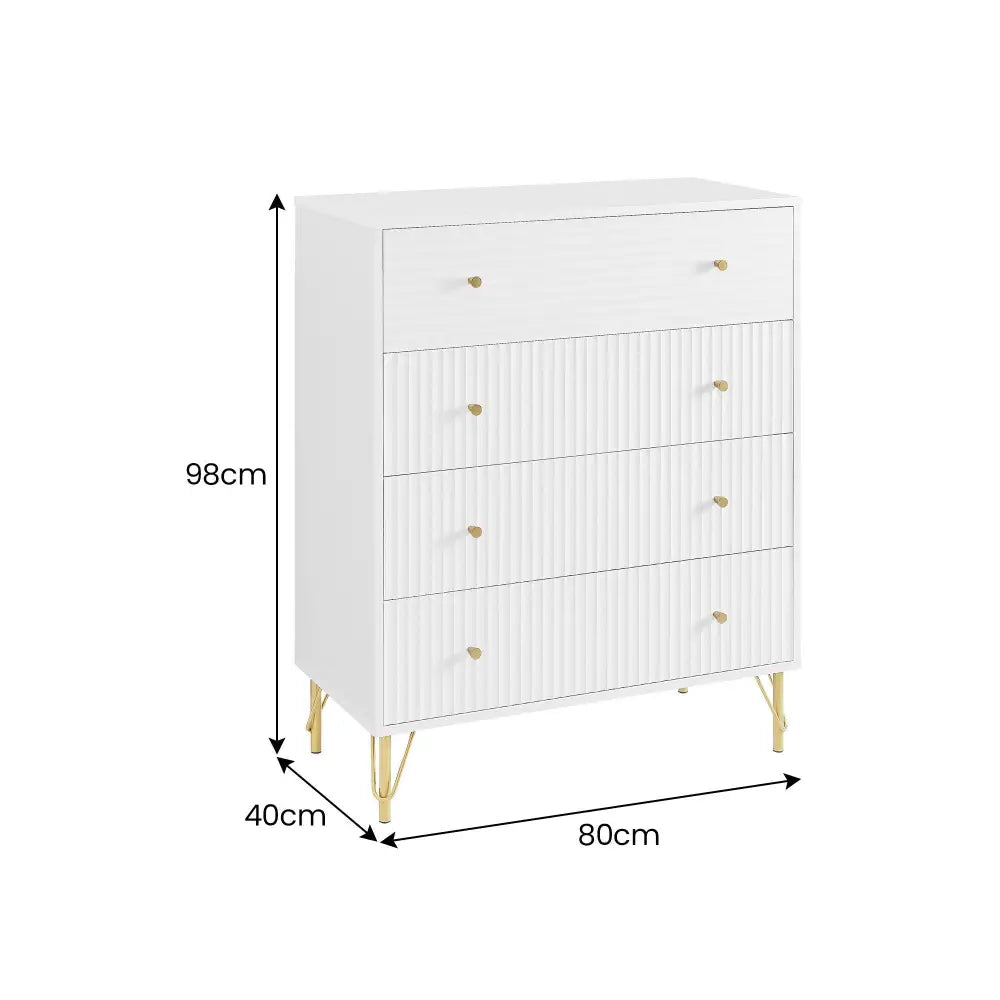Sarantino Rocco Chest Of Drawers - White - Furniture > Living Room