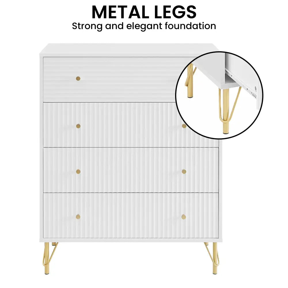 Sarantino Rocco Chest Of Drawers - White - Furniture > Living Room