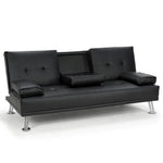 Sarantino Rochester Faux Leather Sofa Bed Lounge Couch Futon Furniture Suite - Black - Furniture > Sofas