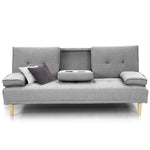 Sarantino Rochester Linen Fabric Sofa Bed Lounge Couch Futon Furniture Suite - Light Grey - Furniture > Sofas