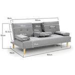 Sarantino Rochester Linen Fabric Sofa Bed Lounge Couch Futon Furniture Suite - Light Grey - Furniture > Sofas
