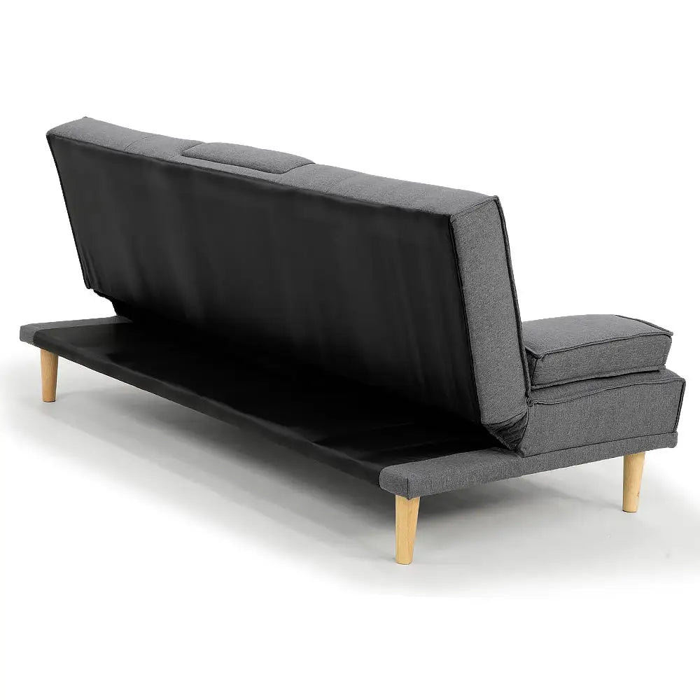 Sarantino Rochester Linen Fabric Sofa Bed Lounge Couch Futon Furniture Suite - Dark Grey - Furniture > Sofas