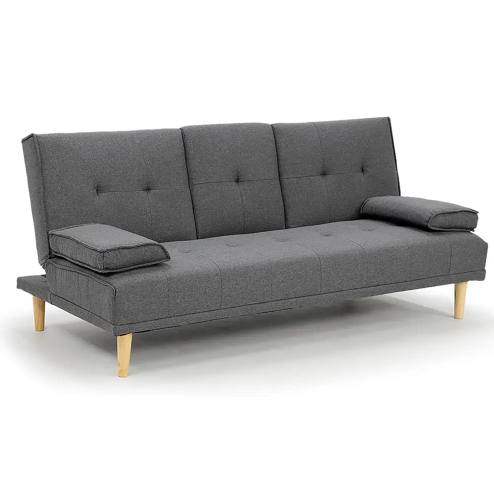 Sarantino Rochester Linen Fabric Sofa Bed Lounge Couch Futon Furniture Suite - Dark Grey - Furniture > Sofas