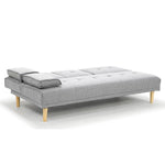 Sarantino Rochester Linen Fabric Sofa Bed Lounge Couch Futon Furniture Suite - Light Grey - Furniture > Sofas