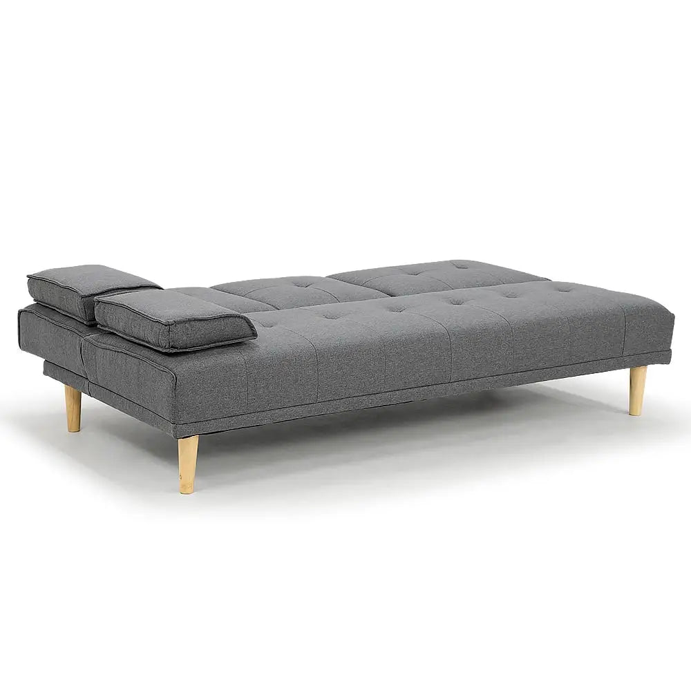 Sarantino Rochester Linen Fabric Sofa Bed Lounge Couch Futon Furniture Suite - Dark Grey - Furniture > Sofas