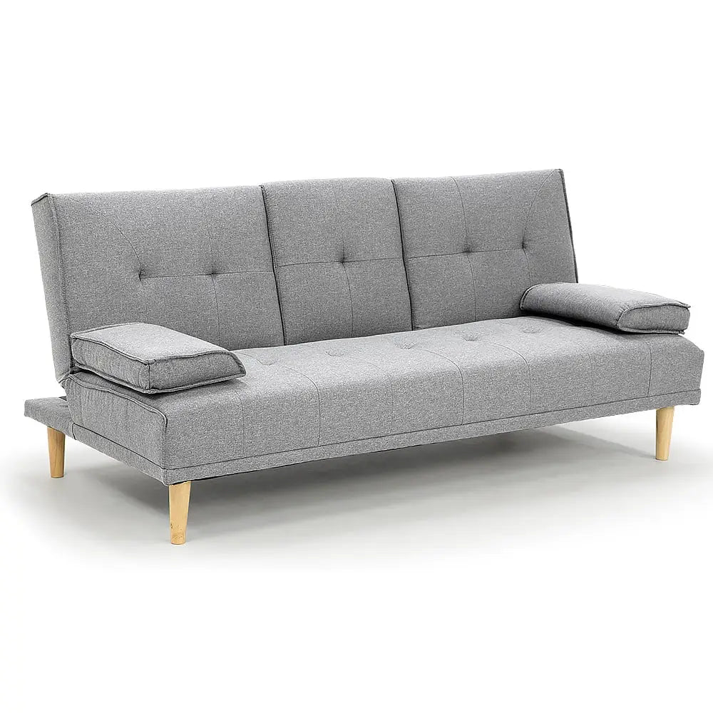 Sarantino Rochester Linen Fabric Sofa Bed Lounge Couch Futon Furniture Suite - Light Grey - Furniture > Sofas