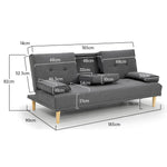 Sarantino Rochester Linen Fabric Sofa Bed Lounge Couch Futon Furniture Suite - Dark Grey - Furniture > Sofas