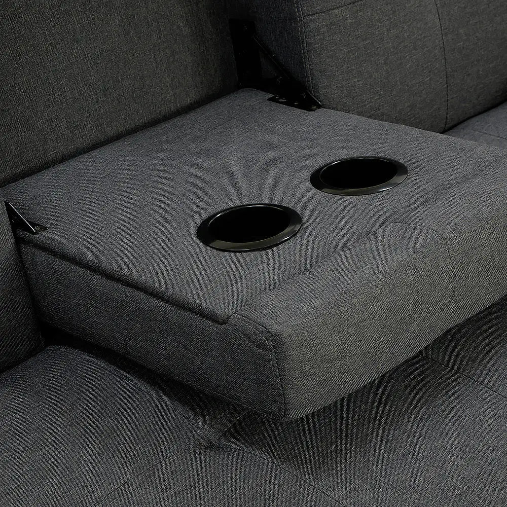 Sarantino Rochester Linen Fabric Sofa Bed Lounge Couch Futon Furniture Suite - Dark Grey - Furniture > Sofas