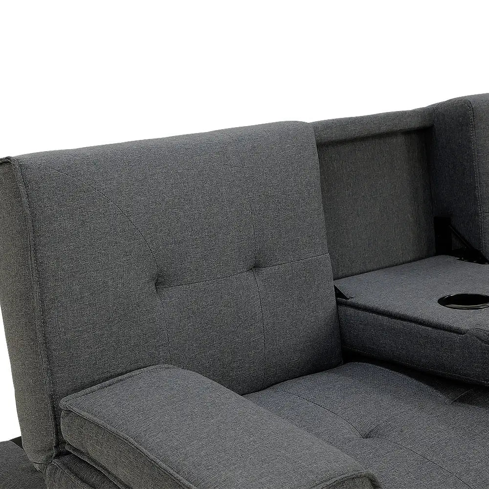 Sarantino Rochester Linen Fabric Sofa Bed Lounge Couch Futon Furniture Suite - Dark Grey - Furniture > Sofas
