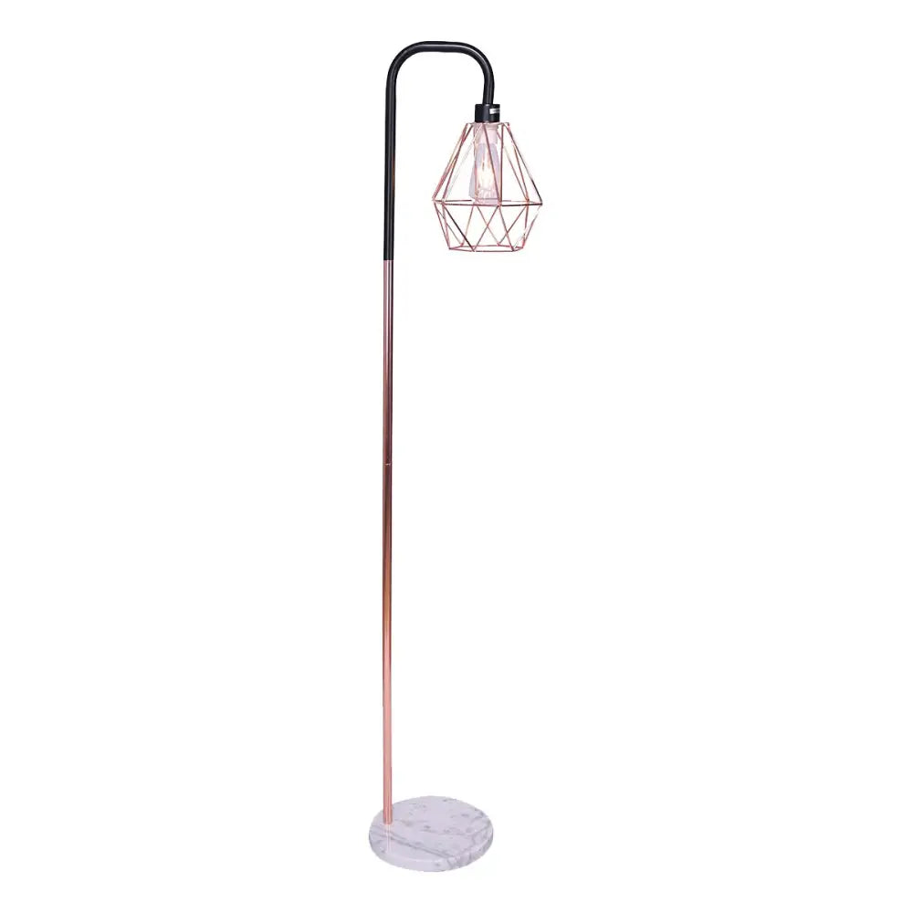 Sarantino Rose Gold Floor Lamp with Geometric Shade - Home & Garden > Lighting