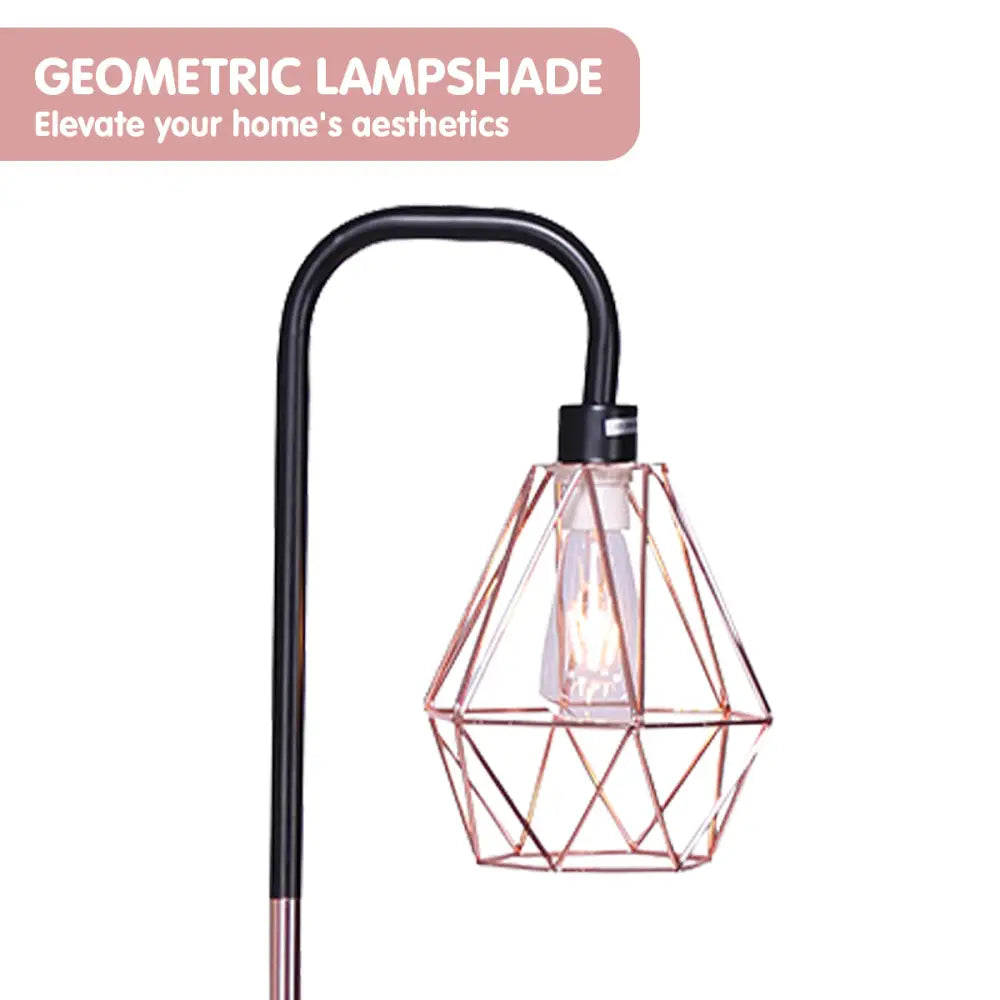 Sarantino Rose Gold Floor Lamp with Geometric Shade - Home & Garden > Lighting