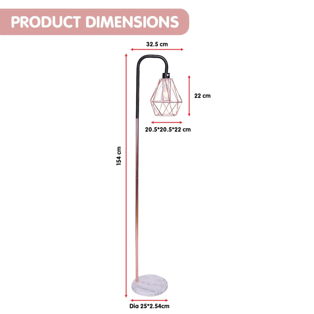 Sarantino Rose Gold Floor Lamp with Geometric Shade - Home & Garden > Lighting