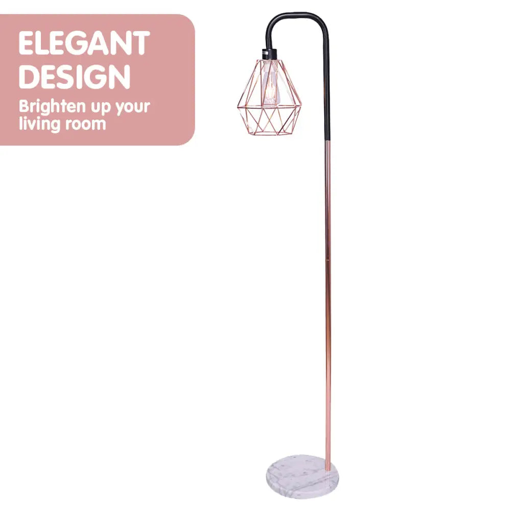 Sarantino Rose Gold Floor Lamp with Geometric Shade - Home & Garden > Lighting