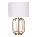 Sarantino Rose Gold Table Lamp with Linen Drum Shade - Home & Garden > Lighting