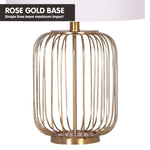 Sarantino Rose Gold Table Lamp with Linen Drum Shade - Home & Garden > Lighting