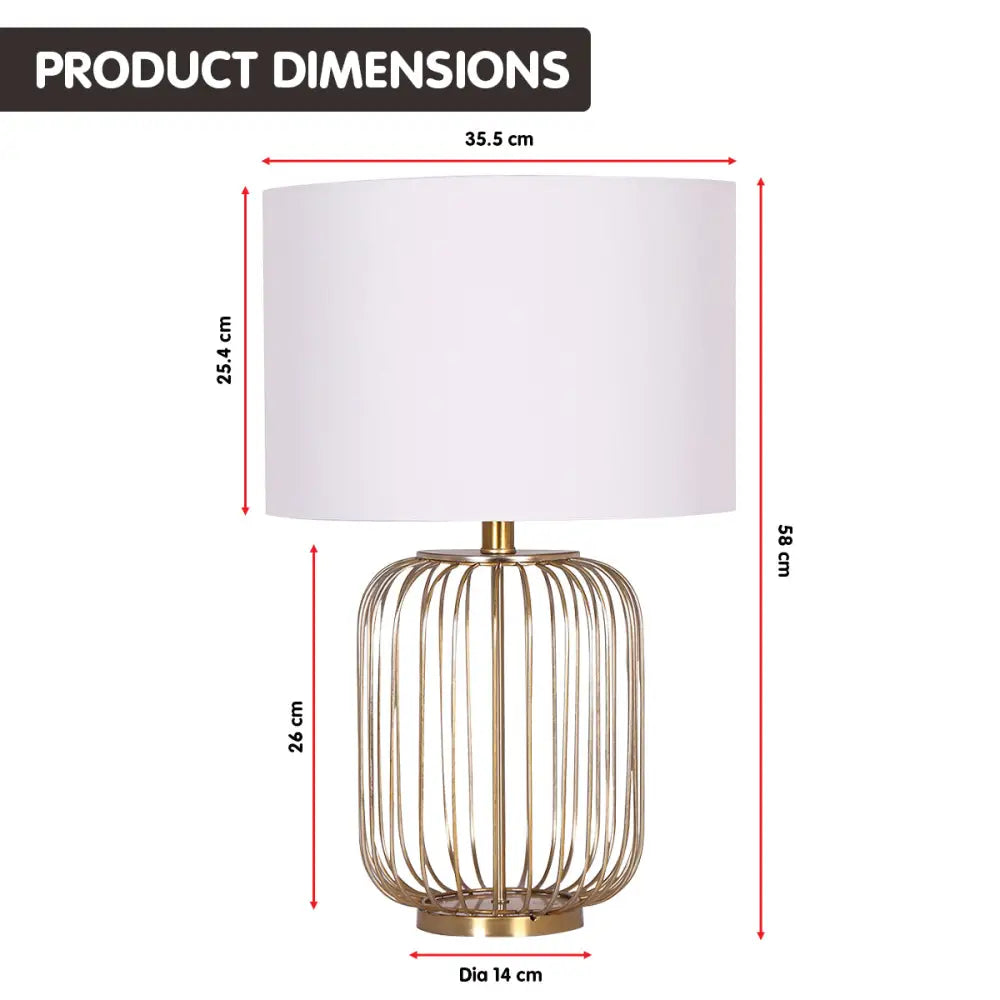 Sarantino Rose Gold Table Lamp with Linen Drum Shade - Home & Garden > Lighting