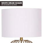 Sarantino Rose Gold Table Lamp with Linen Drum Shade - Home & Garden > Lighting