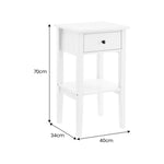 Sarantino Rue Bedside Table - White - Furniture > Bedroom