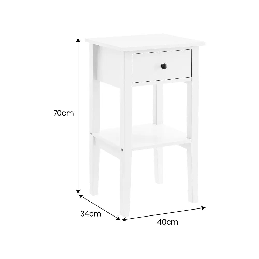 Sarantino Rue Bedside Table - White - Furniture > Bedroom