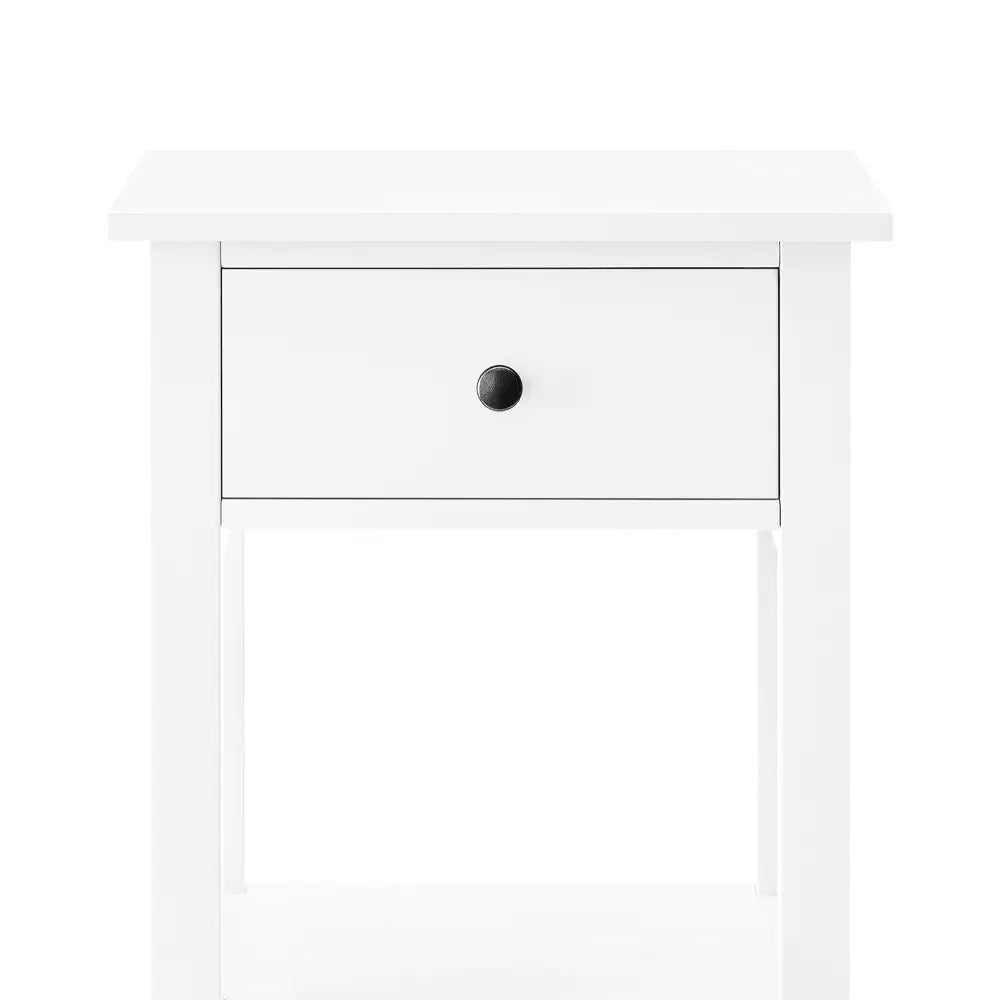 Sarantino Rue Bedside Table - White - Furniture > Bedroom