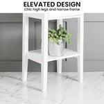 Sarantino Rue Bedside Table - White - Furniture > Bedroom