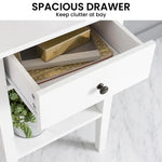 Sarantino Rue Bedside Table - White - Furniture > Bedroom