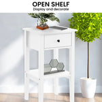 Sarantino Rue Bedside Table - White - Furniture > Bedroom