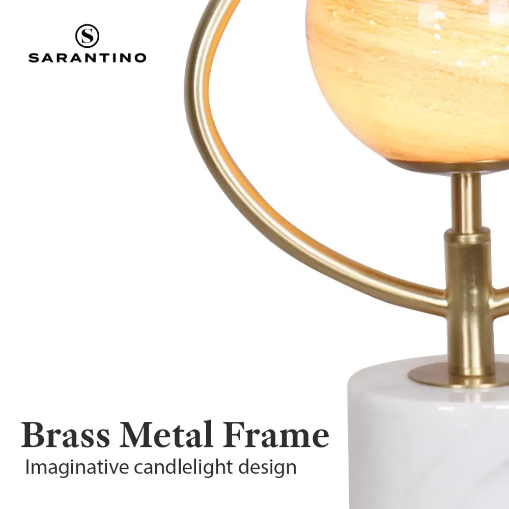 Sarantino Sculptural Orange Glass Table Lamp With White Marble Base - Home & Garden > Lighting