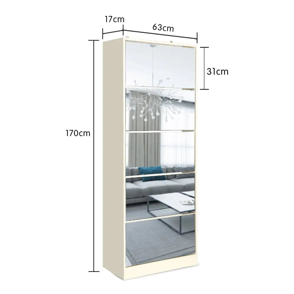 Sarantino Shoe Cabinet Rack Storage Cupboard Organiser Shelf 5 Drawers 170 X 63 X 17cm - Furniture > Living Room