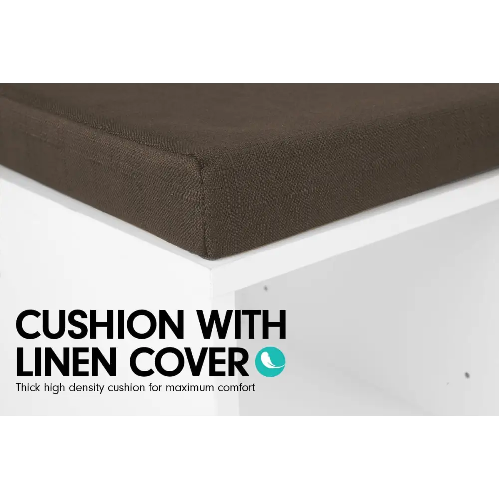 Sarantino Shoe Rack Cabinet Organiser Brown Cushion Bench Stool - 104 X 30 X 45 - White - Furniture > Living Room