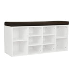 Sarantino Shoe Rack Cabinet Organiser Brown Cushion Bench Stool - 104 X 30 X 45 - White - Furniture > Living Room