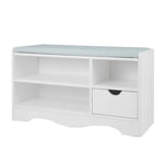 Sarantino Shoe Rack Cabinet Organiser Grey Cushion Stool Bench - 80 X 30 X 45 - White - Furniture > Living Room