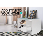 Sarantino Shoe Rack Cabinet Organiser Grey Cushion Stool Bench - 80 X 30 X 45 - White - Furniture > Living Room