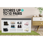 Sarantino Shoe Rack Cabinet Organiser Grey Cushion Sttol Bench Ottoman - 104 X 30 X 45 - White - Furniture > Living Room