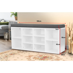 Sarantino Shoe Rack Cabinet Organiser Grey Cushion Sttol Bench Ottoman - 104 X 30 X 45 - White - Furniture > Living Room