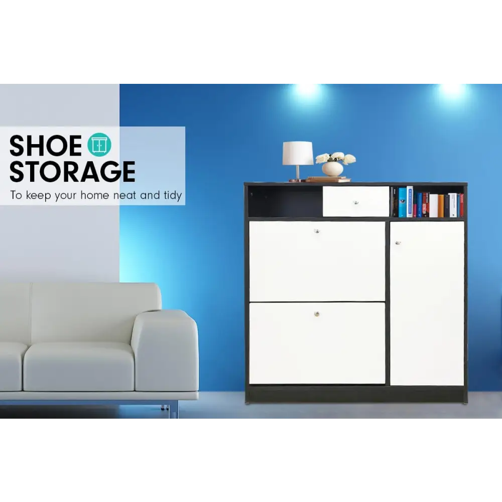 Sarantino Shoe Rack Cabinet Wooden Storage Organiser Shelf Cupboard Drawer - Furniture > Living Room > Shoe Storage