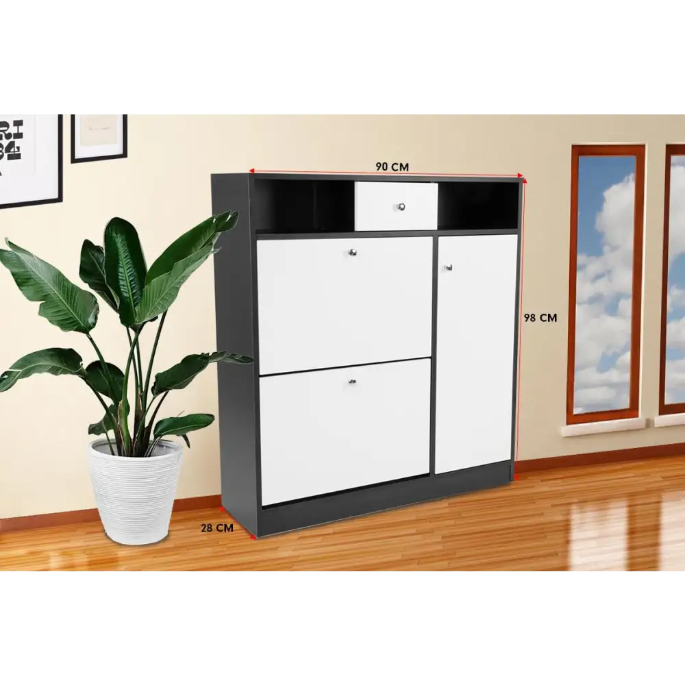 Sarantino Shoe Rack Cabinet Wooden Storage Organiser Shelf Cupboard Drawer - Furniture > Living Room > Shoe Storage