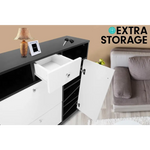 Sarantino Shoe Rack Cabinet Wooden Storage Organiser Shelf Cupboard Drawer - Furniture > Living Room > Shoe Storage