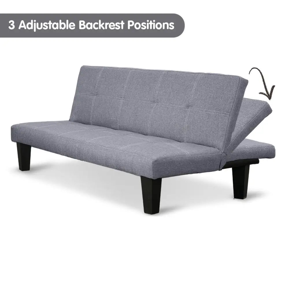 Sarantino Sofa Bed Lounge Couch Futon Furniture Seat Adjustable Suite Dark Grey - Furniture > Sofas