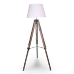 Sarantino Solid Wood Tripod Floor Lamp Adjustable Height White Shade - Home & Garden > Lighting