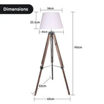 Sarantino Solid Wood Tripod Floor Lamp Adjustable Height White Shade - Home & Garden > Lighting