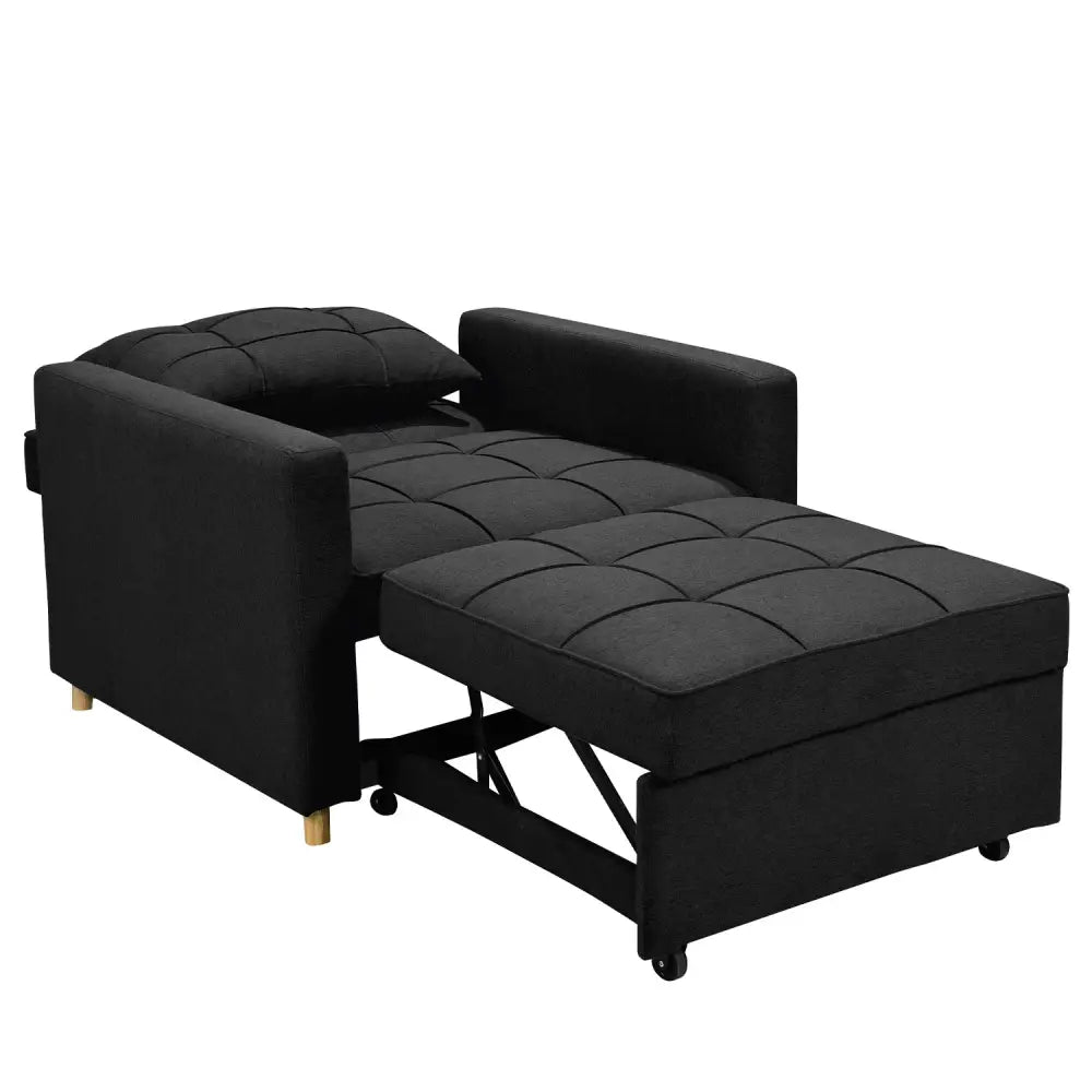 Sarantino Suri 3-in-1 Convertible Lounge Chair Bed - Black - Furniture > Sofas