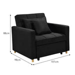 Sarantino Suri 3-in-1 Convertible Lounge Chair Bed - Black - Furniture > Sofas