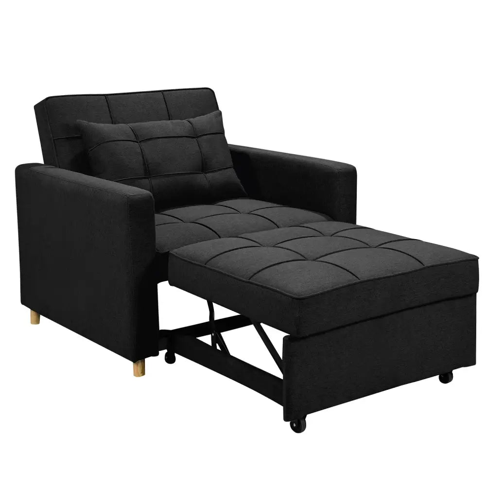 Sarantino Suri 3-in-1 Convertible Lounge Chair Bed - Black - Furniture > Sofas