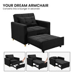 Sarantino Suri 3-in-1 Convertible Lounge Chair Bed - Black - Furniture > Sofas