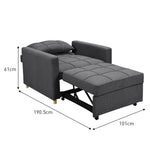 Sarantino Suri 3-in-1 Convertible Lounge Chair Bed - Dark Grey - Furniture > Sofas